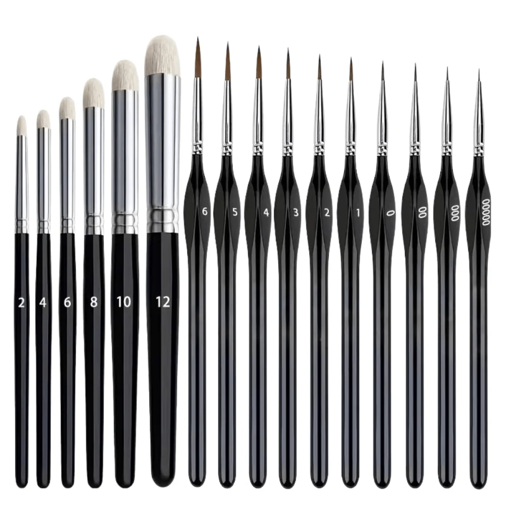 Loaded Dice Essentials - 16pcs Miniature Paint Brush Set