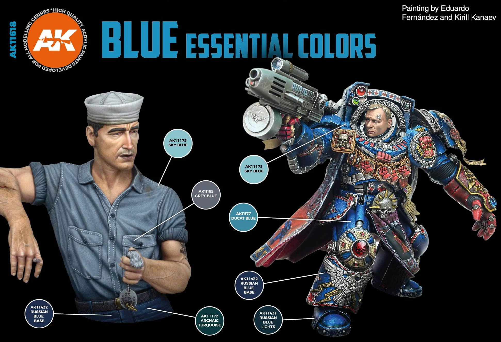AK Interactive 3rd Gen Acrylic Blue Essential Colors Set (AK11618) - Image 2