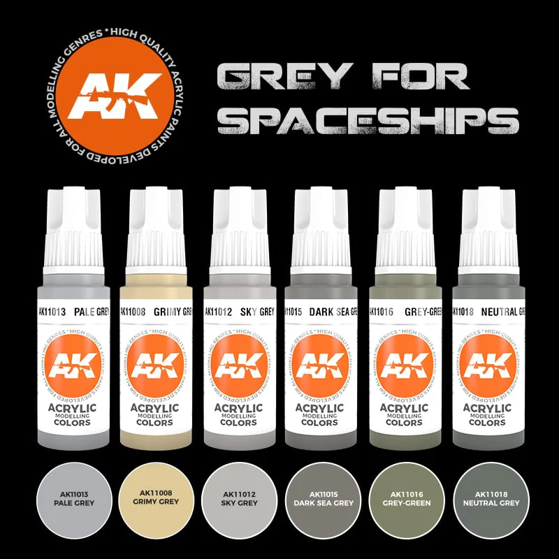 AK Interactive 3rd Gen Acrylic Grey for Spaceships Set (AK11614) - Image 2
