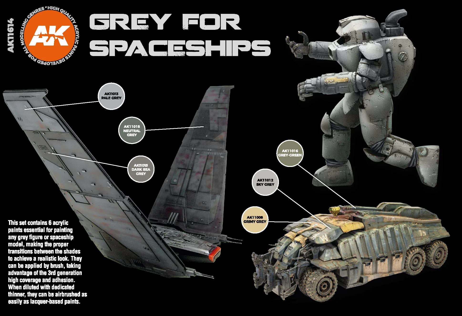 AK Interactive 3rd Gen Acrylic Grey for Spaceships Set (AK11614) - Image 3