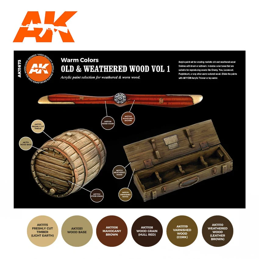 AK Interactive 3rd Gen Acrylic Old & Weathered Wood Vol. 1 (AK11673) - Image 2