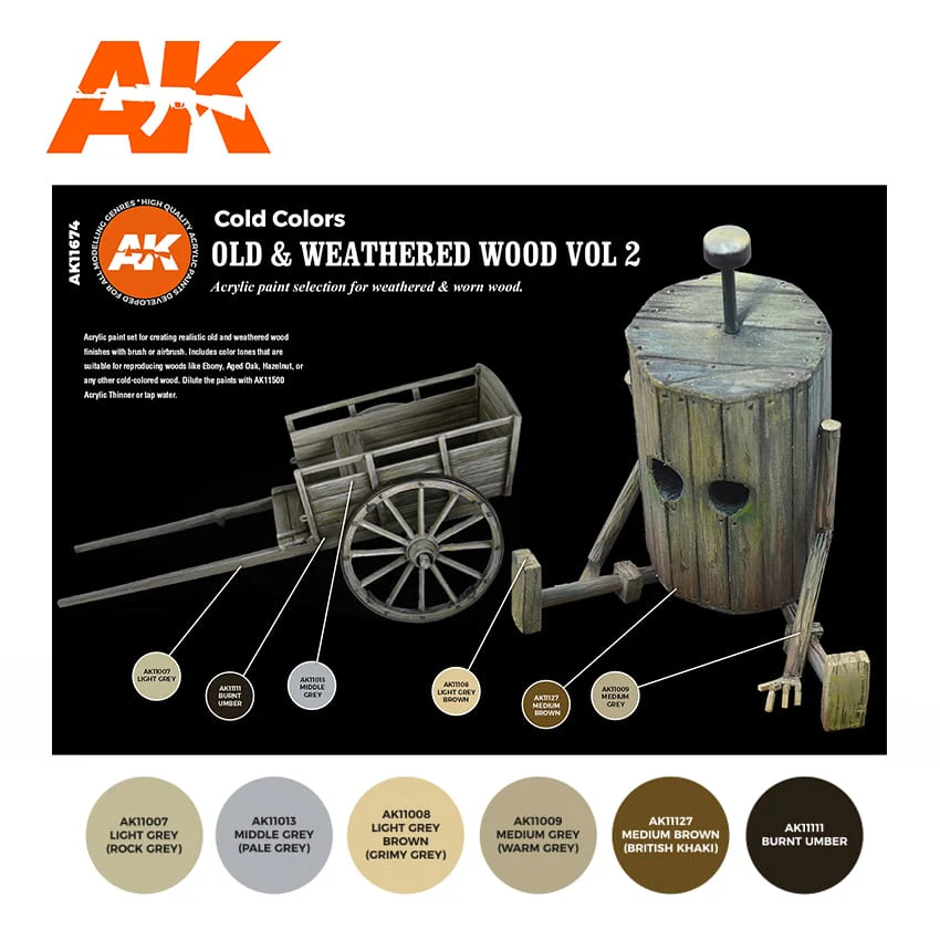 AK Interactive 3rd Gen Acrylic Old & Weathered Wood Vol. 2 (AK11674) - Image 2