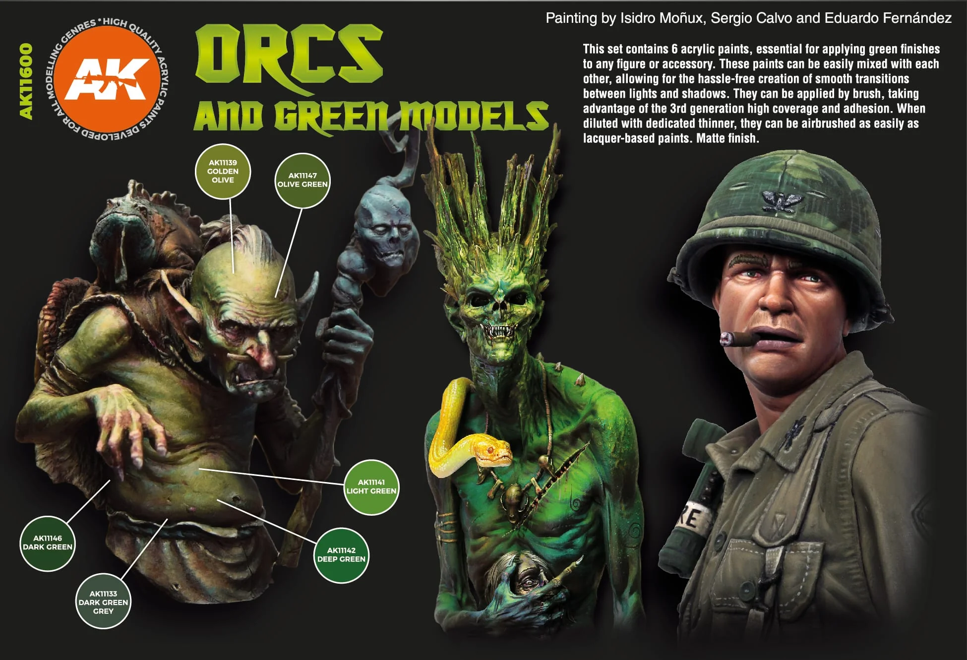 AK Interactive 3rd Gen Acrylics Orcs & Green Creatures Set (AK11600) - Image 3