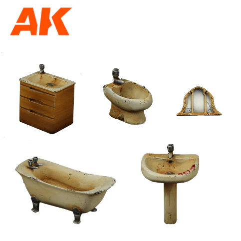 AK Interactive Bathroom Wargame Set (Resin 30-35mm) (AK1354) - Image 3