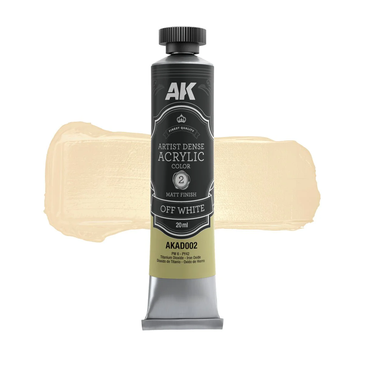 AK Interactive Dense Acrylic Black & White Set (6 Tubes 20ml) (AKAD101) - Image 3