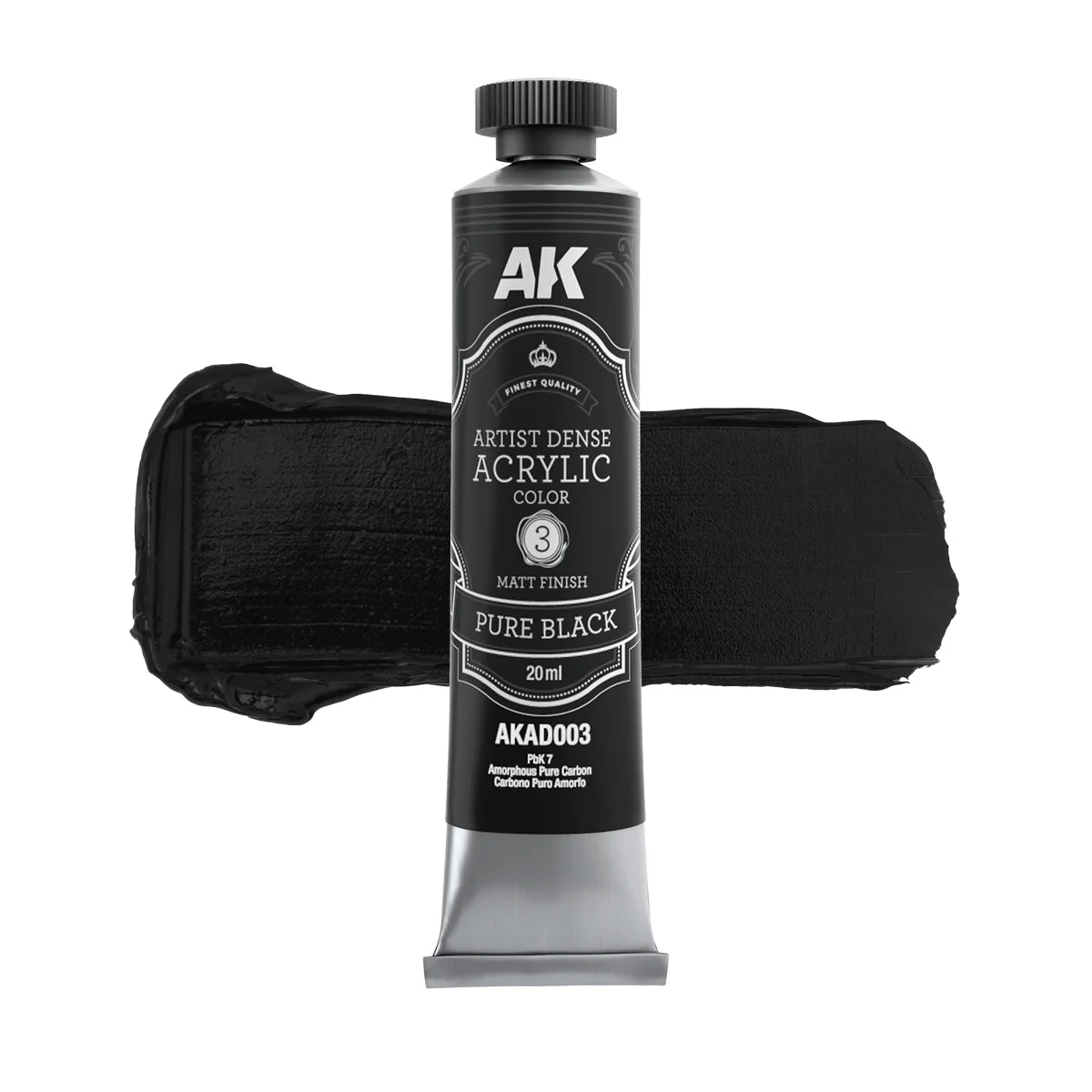 AK Interactive Dense Acrylic Black & White Set (6 Tubes 20ml) (AKAD101) - Image 4