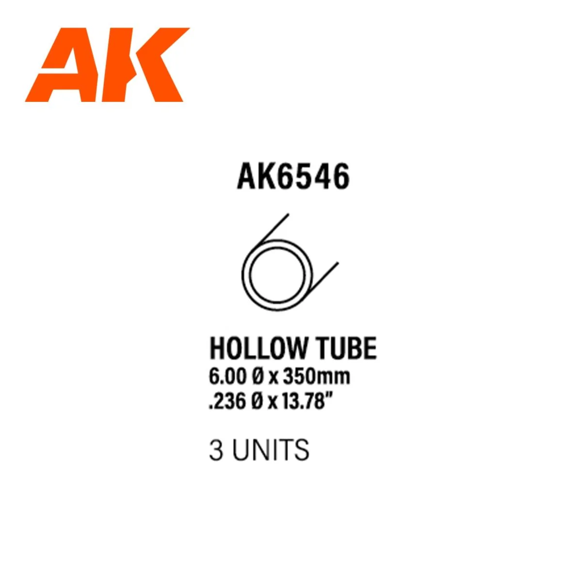 AK Interactive - Hollow Tube 6.00Dx350mm (W.T. 0,7mm)-Styrene Strip (AK6546) - Image 3