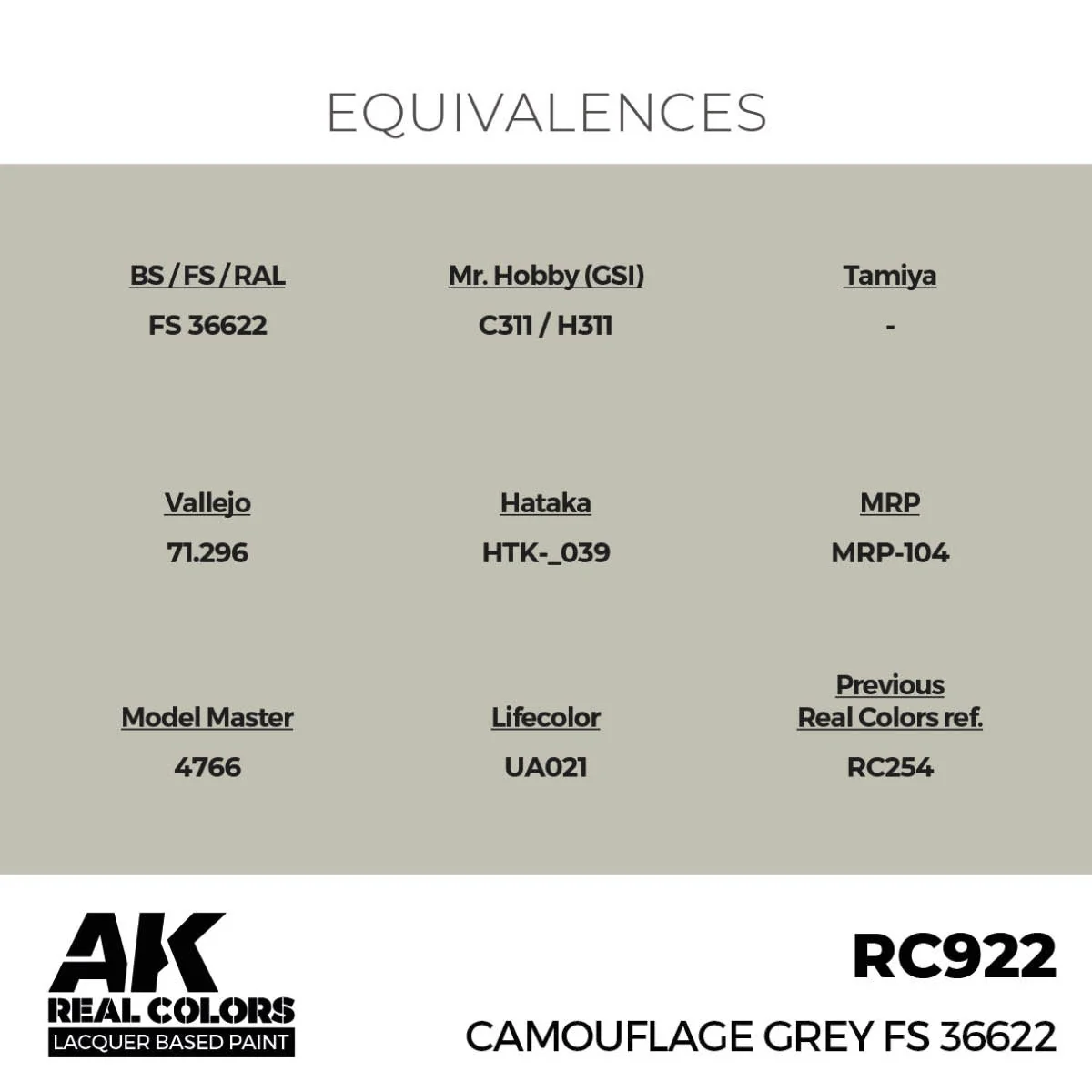 AK Interactive Real Colors - Camouflage Grey FS 36622 (RC922) - Image 3