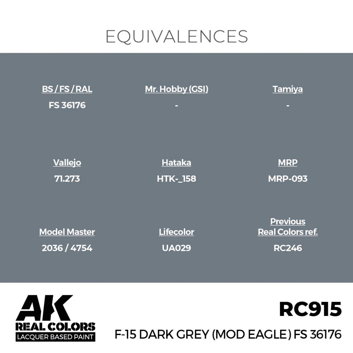 AK Interactive Real Colors - F-15 Dark Grey (Mod Eagle) FS 36176 (RC915) - Image 3