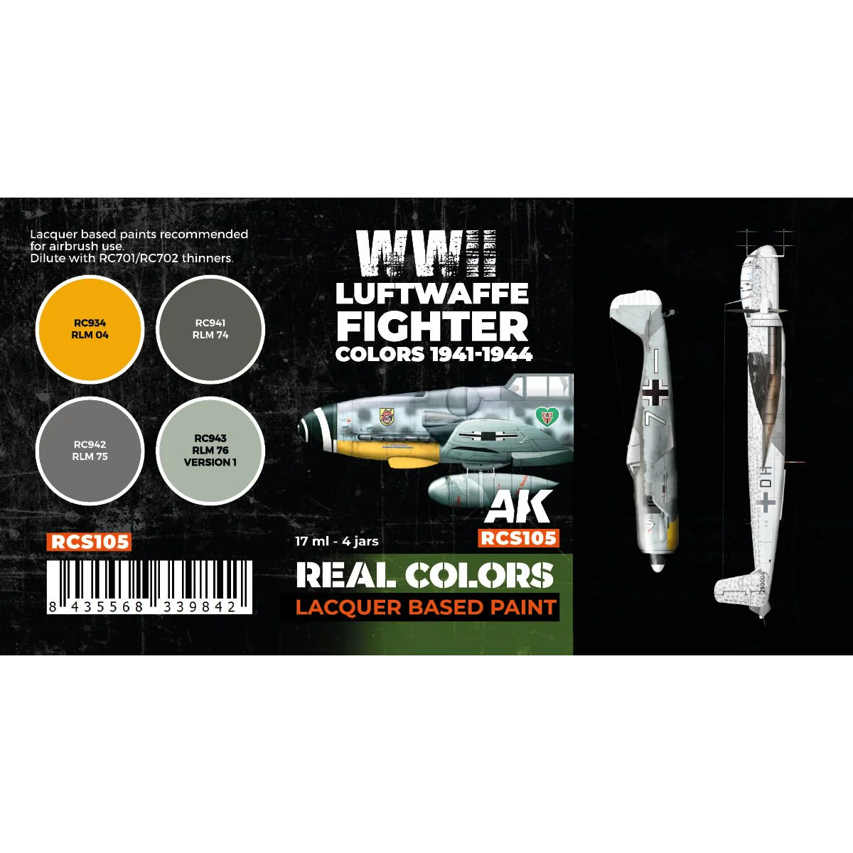AK Interactive Real Colors - Luftwaffe Fighter Colors 1941-1944 Set (RCS105) - Image 2