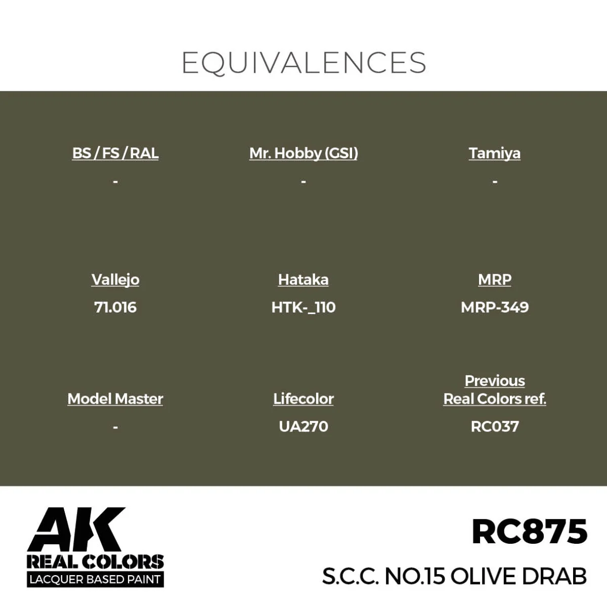 AK Interactive Real Colors - S.C.C. No.15 Olive Drab (RC875) - Image 3