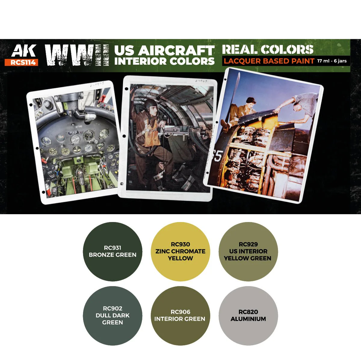 AK Interactive Real Colors - WWII US Aircraft Interior Colors Set (RCS114) - Image 2