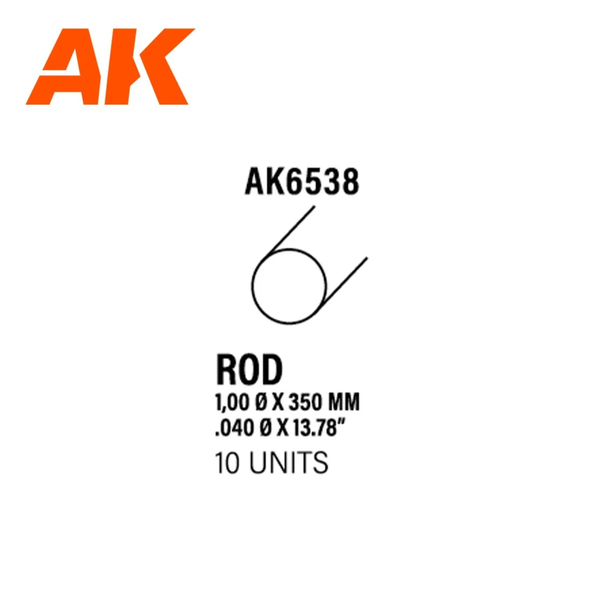 AK Interactive - Rod 1.00 Diameter X 350mm - Styrene Strip (AK6538) - Image 3