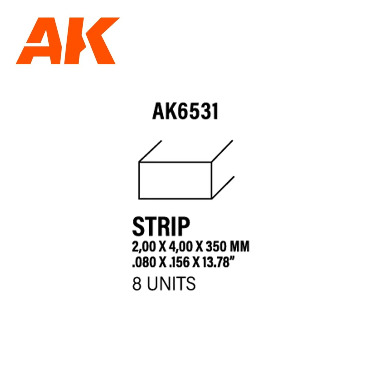 AK Interactive - Strips 2.00 X 4.00 X 350mm - Styrene Strip (AK6531) - Image 3