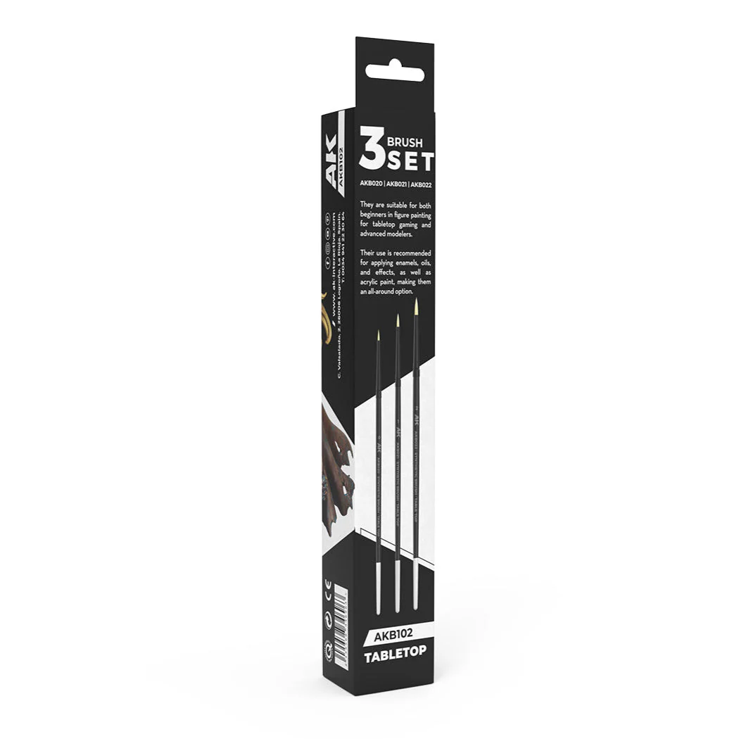 AK Interactive Tabletop Synthetic Brushes Set (3 Brushes) (AKB102) - Image 2