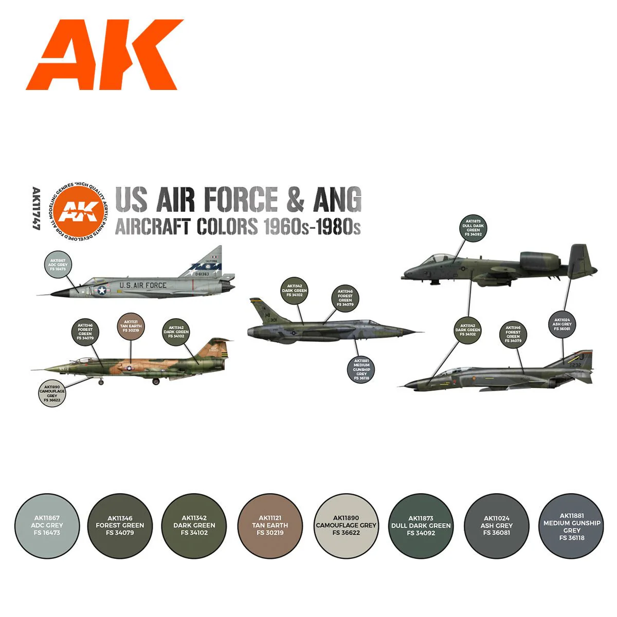 AK Interactive - US Air Force & Ang Aircraft 1960S-1980S Set 3G (AK11747) - Image 2