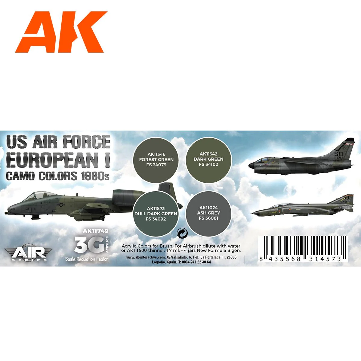 AK Interactive - US Air Force European I Camo Colors 1980S Set 3G (AK11749) - Image 2