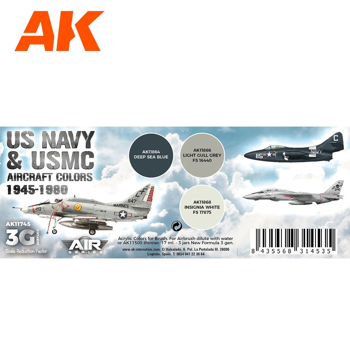 AK Interactive - US Navy & Usmc Aircraft Colors 1945-1980 Set 3G (AK11745) - Image 2