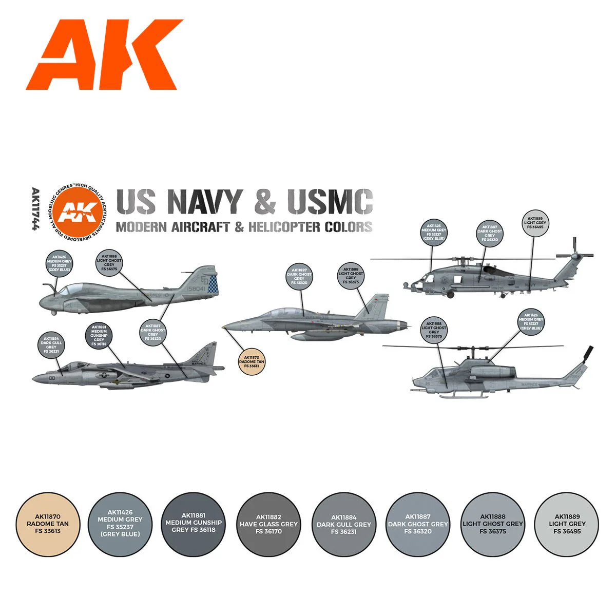 AK Interactive - US Navy & Usmc Modern Aircraft & Helicopter Set 3G (AK11744) - Image 2