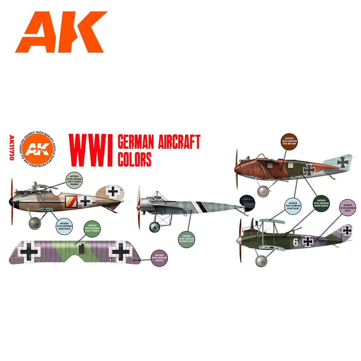 AK Interactive - WWI German Aircraft Colors Set 3G (AK11710) - Image 2