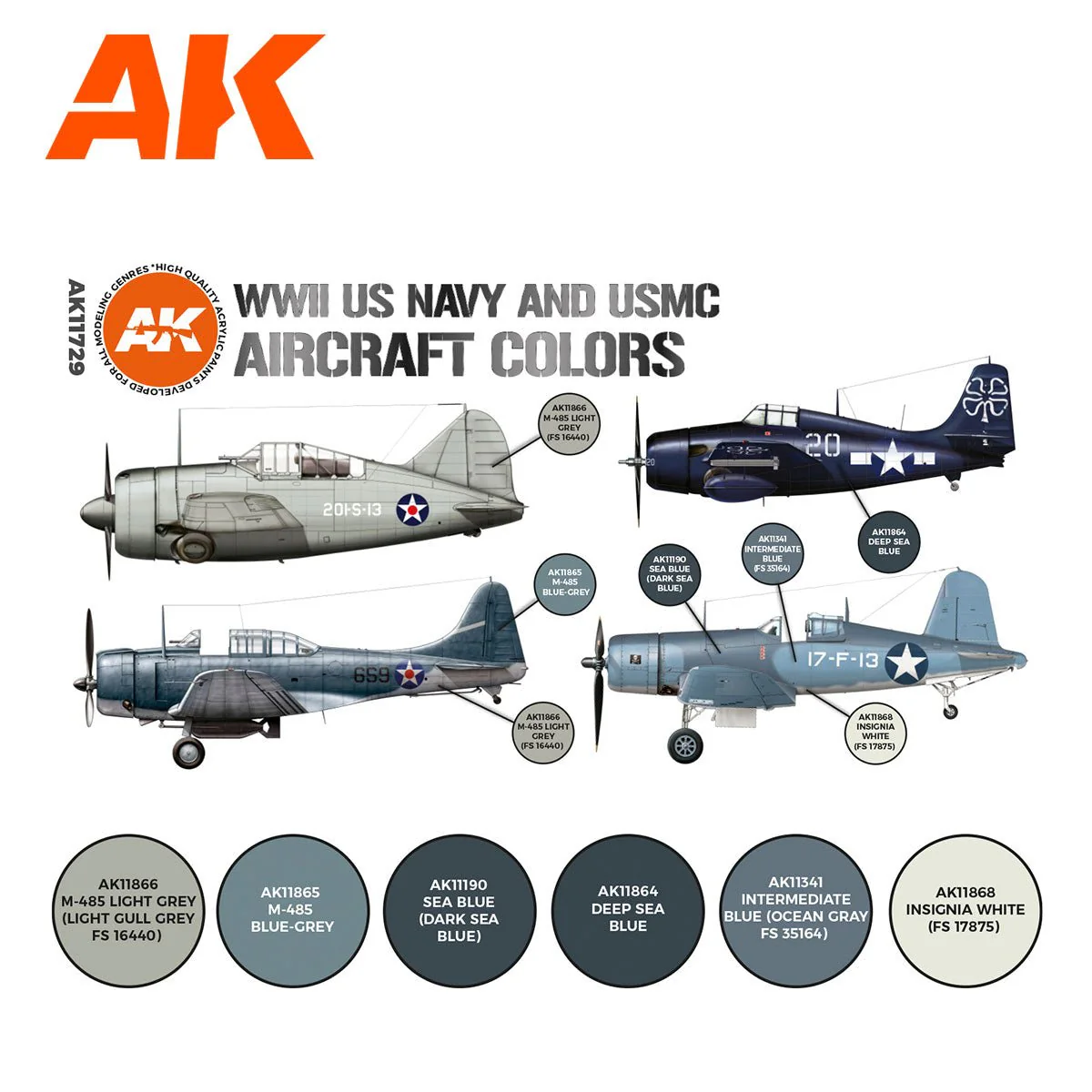 AK Interactive - WWII US Navy & Usmc Aircraft Colors Set 3G (AK11729) - Image 2