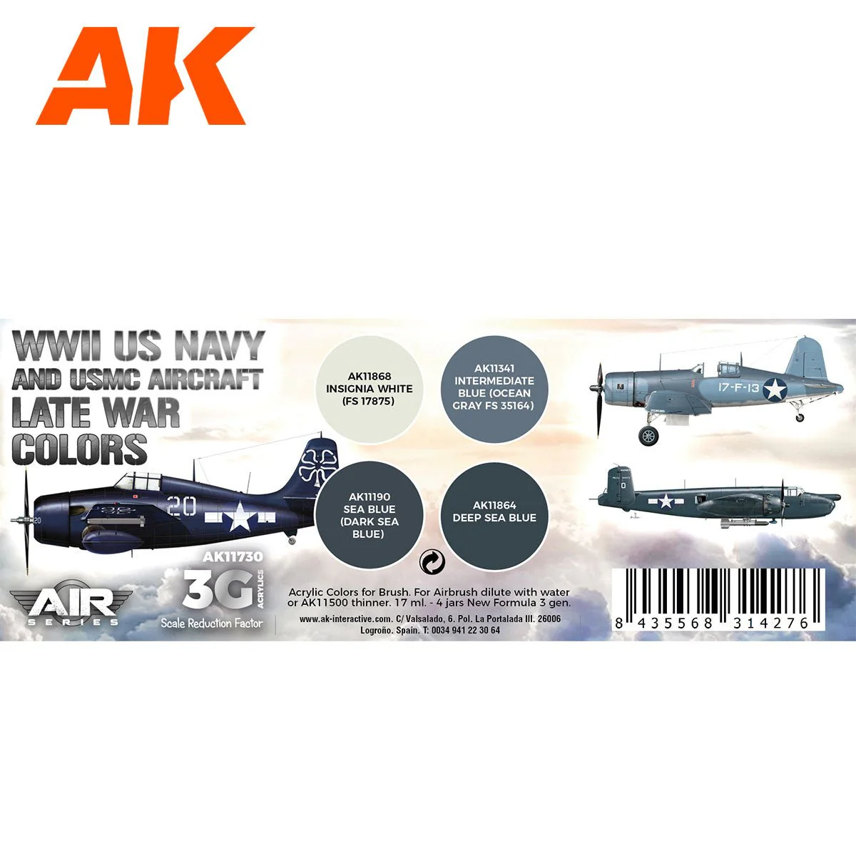 AK Interactive - WWII US Navy & USMC Aircraft Late War Colors Set3G (AK11730) - Image 2