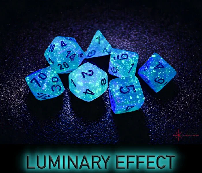 Chessex - Borealis Polyhedral 7 Dice Set - Luminary Light Green & Gold - Image 3