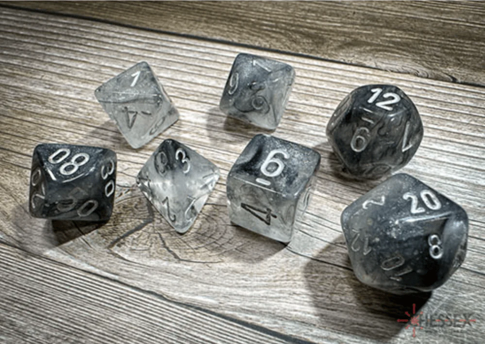 Chessex - Borealis Polyhedral 7 Dice Set - Luminary Light Smoke Silver - Image 4