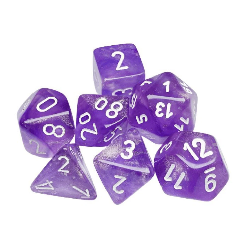 Chessex - Borealis Polyhedral 7 Dice Set - Luminary Purple & White