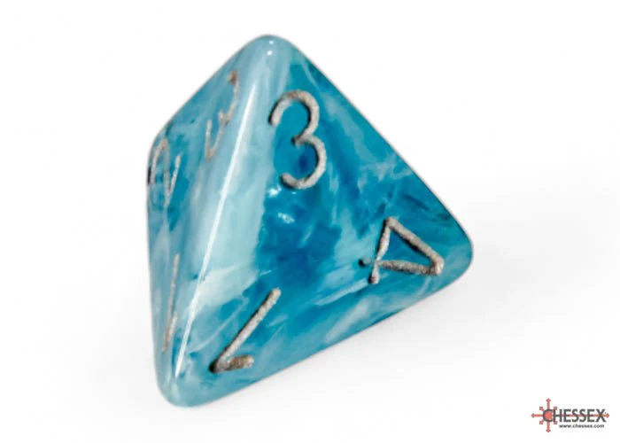 Chessex - Cirrus Polyhedral 7 Dice Set - Aqua with Silver - Image 7