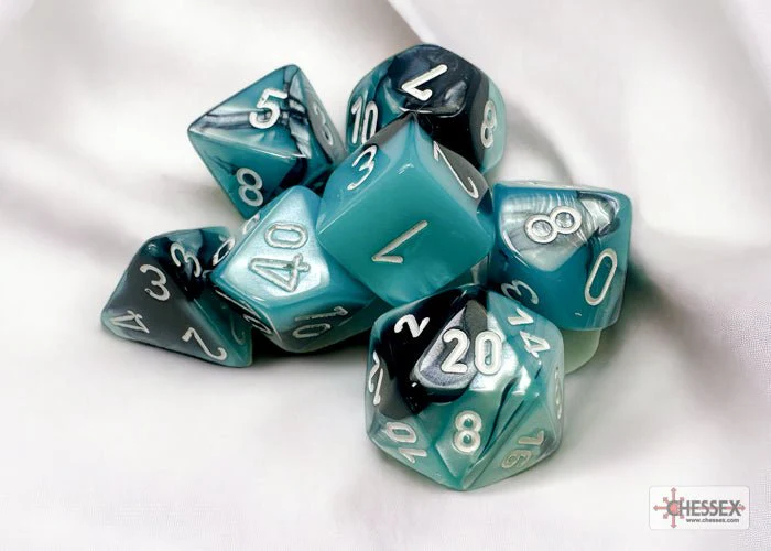 Chessex - Gemini Polyhedral 7 Dice Set - Black-Shell with White - Image 3