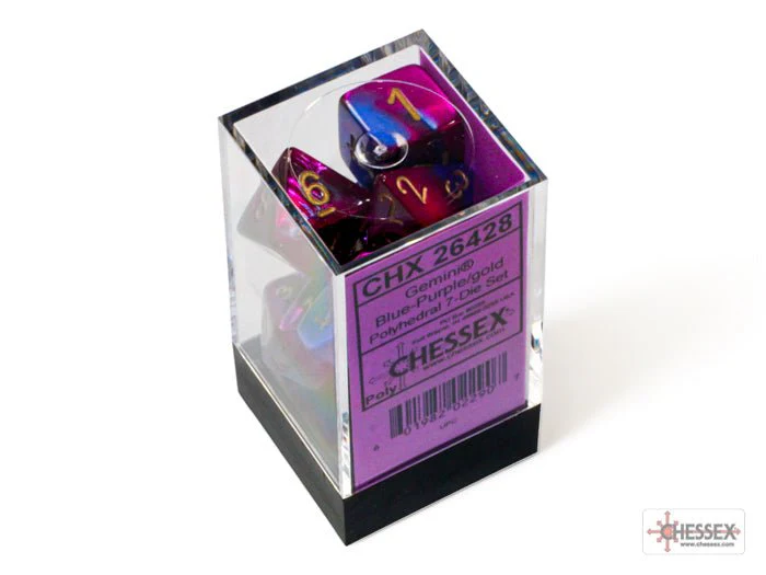 Chessex - Gemini Polyhedral 7 Dice Set - Blue-Purple with Gold - Image 3