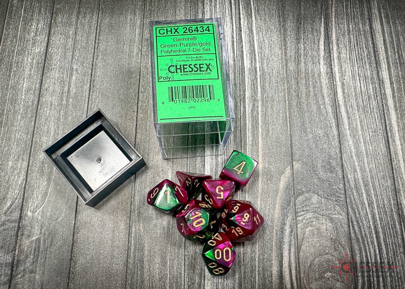 Chessex - Gemini Polyhedral 7 Dice Set - Green-Purple with Gold - Image 5