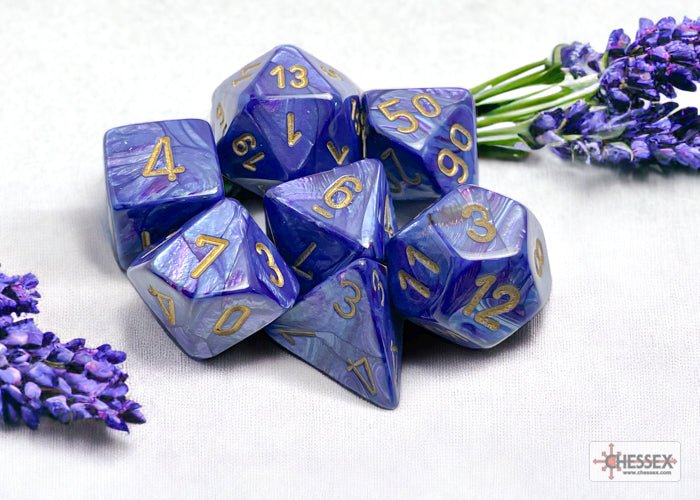 Chessex - Lustrous Polyhedral 7 Dice Set - Purple with Gold - Image 2