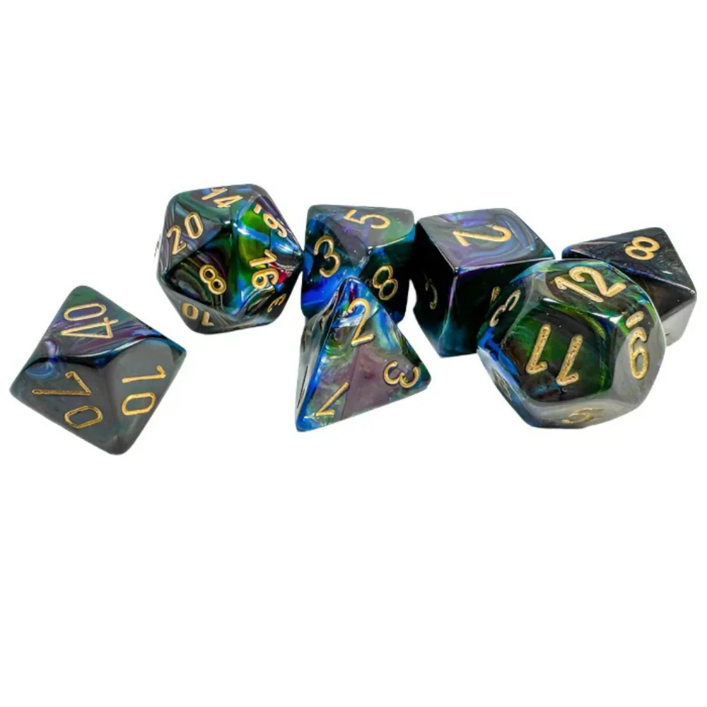 Chessex - Lustrous Polyhedral 7 Dice Set - Shadow with Gold