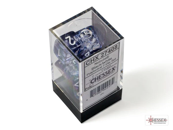 Chessex - Nebula Polyhedral 7 Dice Set - Black with White - Image 3