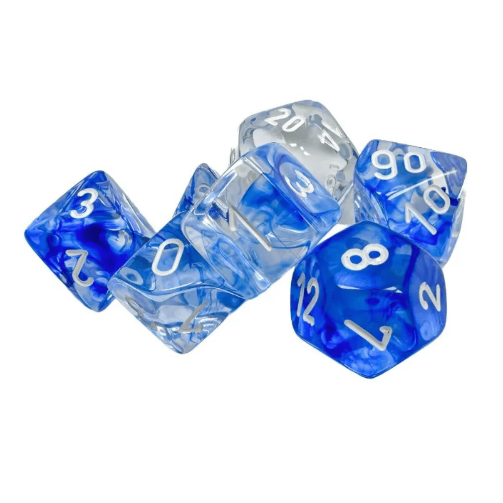 Chessex - Nebula Polyhedral 7 Dice Set - Dark Blue with White