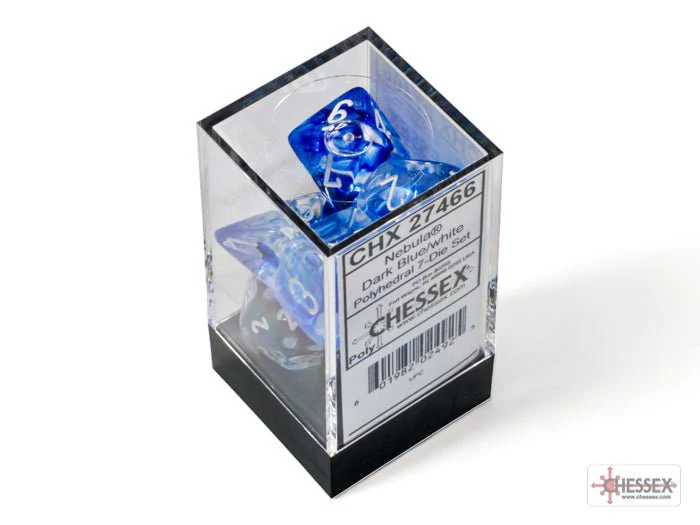 Chessex - Nebula Polyhedral 7 Dice Set - Dark Blue with White - Image 3
