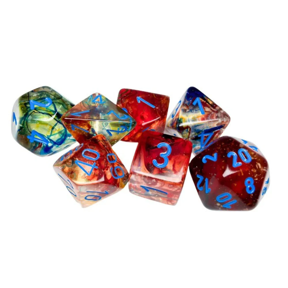 Chessex - Nebula Polyhedral 7 Dice Set - Luminary Primary Blue