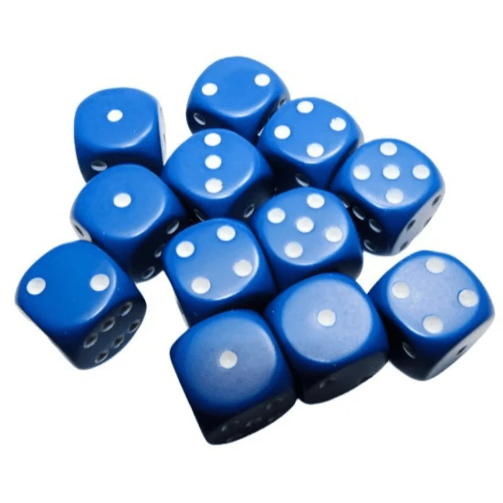 Chessex - Opaque 16mm D6 Dice Block - Blue with White