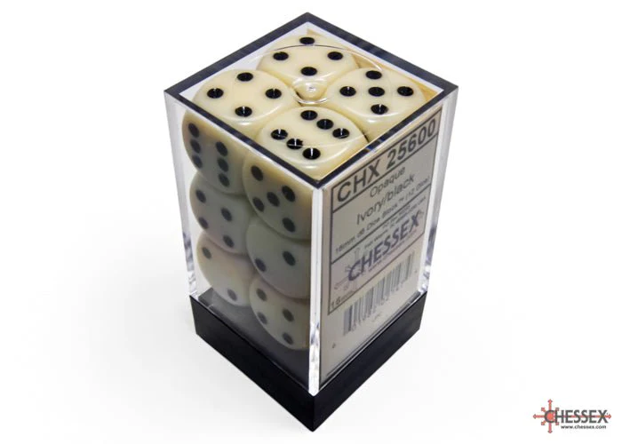 Chessex - Opaque 16mm D6 Dice Block - Ivory with Black - Image 4