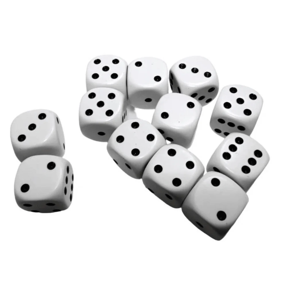 Chessex - Opaque 16mm D6 Dice Block - White with Black