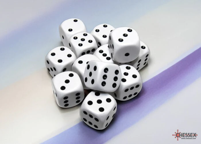 Chessex - Opaque 16mm D6 Dice Block - White with Black - Image 2