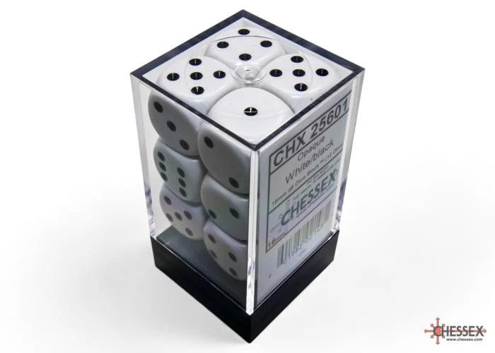 Chessex - Opaque 16mm D6 Dice Block - White with Black - Image 3