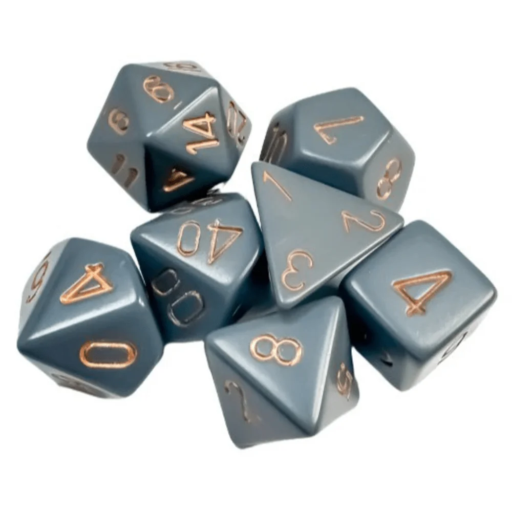 Chessex - Opaque Polyhedral 7 Dice Set - Dark Grey with Copper