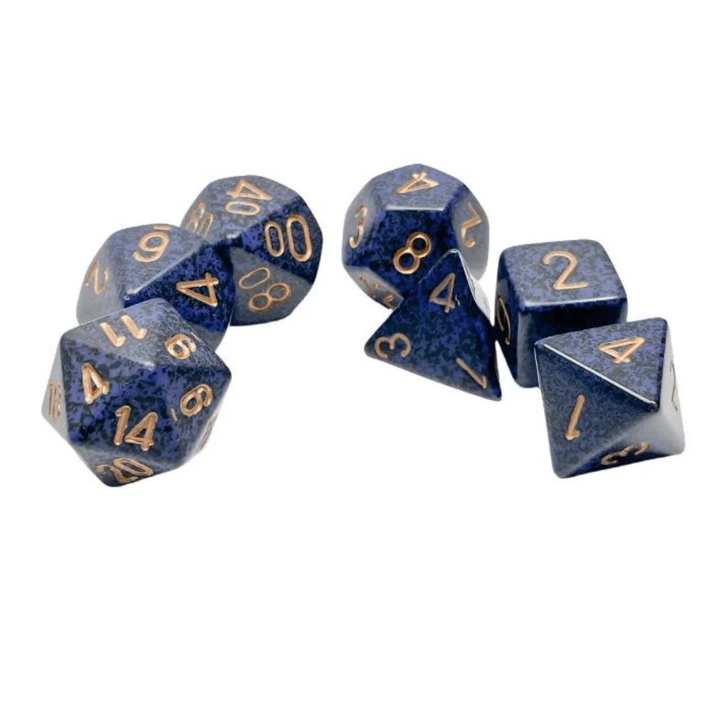 Chessex - Speckled Polyhedral 7 Dice Set - Golden Cobalt