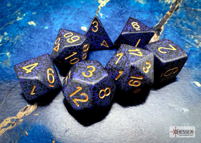 Chessex - Speckled Polyhedral 7 Dice Set - Golden Cobalt - Image 2