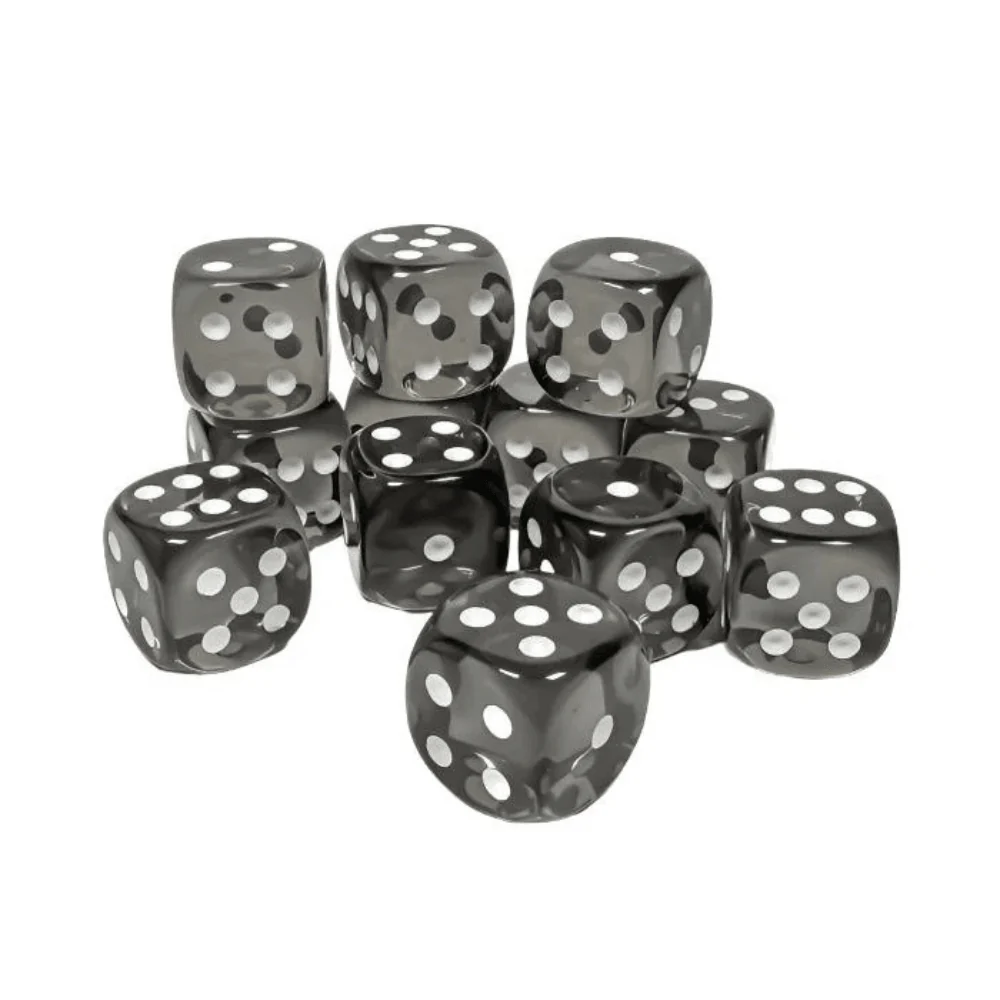 Chessex - Translucent 16mm D6 Dice Block - Smoke with White