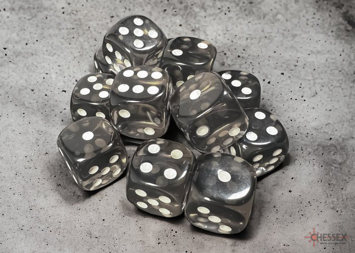 Chessex - Translucent 16mm D6 Dice Block - Smoke with White - Image 3