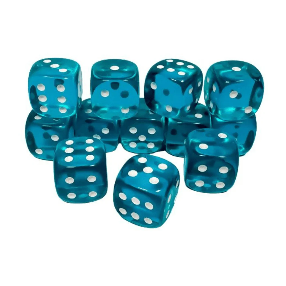 Chessex - Translucent 16mm D6 Dice Block - Teal with White